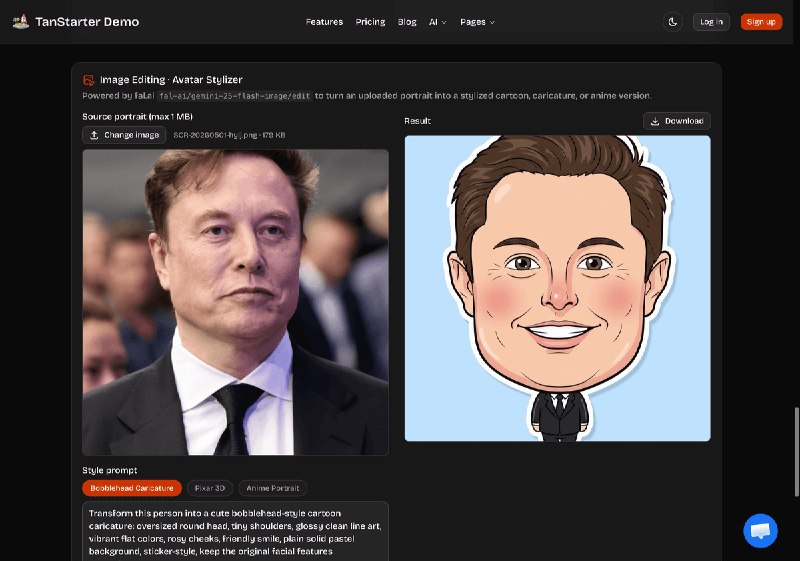 🎉 TanStarter 模板已经支持 AI 功能啦！TanStarter 模板集成了 TanStack AI 和 Cloudflare Workers AI，轻松实现各种 AI 能力，包括 AI 翻译、AI 总结、语音合成、图生文、文生图，还通过 fal adapter对接 nanobanana 或者 GPT image 2 实现图片编辑
