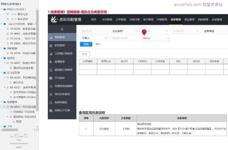 原型项目介绍：这个原型项目是一个针对印刷和按需出版（Print on Demand, POD）行业的管理系统，旨在优化订单处理、对账开票、报表管理和送书单管理等业务流程
