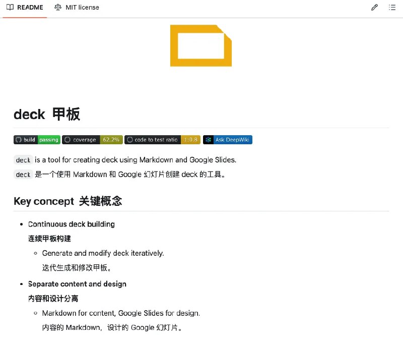 刚发现一个神器，用Markdown写PPT！告别复杂的幻灯片制作！deck是一个开源工具，让你用Markdown语法直接生成Google幻灯片