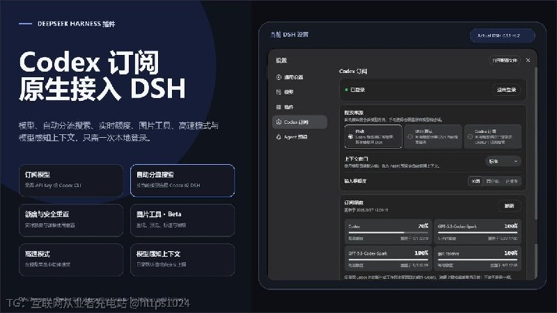 把 ChatGPT / Codex 订阅直接接入 DeepSeek Harness，用已有的 ChatGPT 账号在 DSH 里用 Codex 模型，不需要 OpenAI API Key 也不用装 Codex CLI