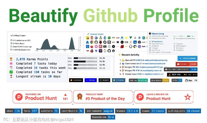 GitHub Profile 其实就是程序员的个人名片，但很多人的主页除了贡献图，基本啥也没有