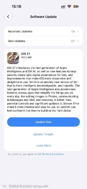 iOS 27正式版来了 大家升级了吗我以为会推送AI的 结果也还没有尊贵的iPhone 18 Pro Max 的用户新机到手还是没有Apple AI这个锅还是甩给了有关部门 难过😅🧵 Thread:还没敢更 怕手机变砖正常升级不至于的@
