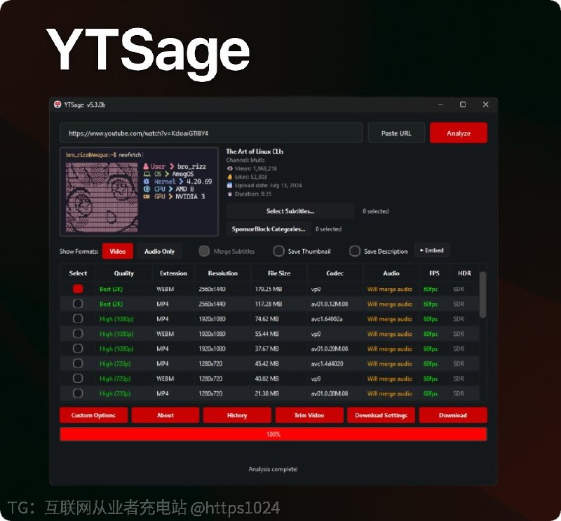 想找一个界面干净、功能不缩水的 YouTube 下载工具？YTSage 值得看一眼