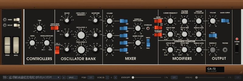 用 Rust 复刻 1972-73 年 Minimoog Model D（CA3046 老振荡器板）的电路，做成 macOS、Windows、Linux 三平台的 VST3 / CLAP / AU 合成器插件