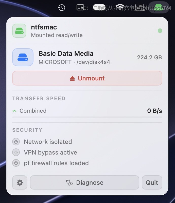 推荐一个开源项目 ntfsmac，专门为 Apple Silicon 的 macOS 提供 NTFS 读写能力