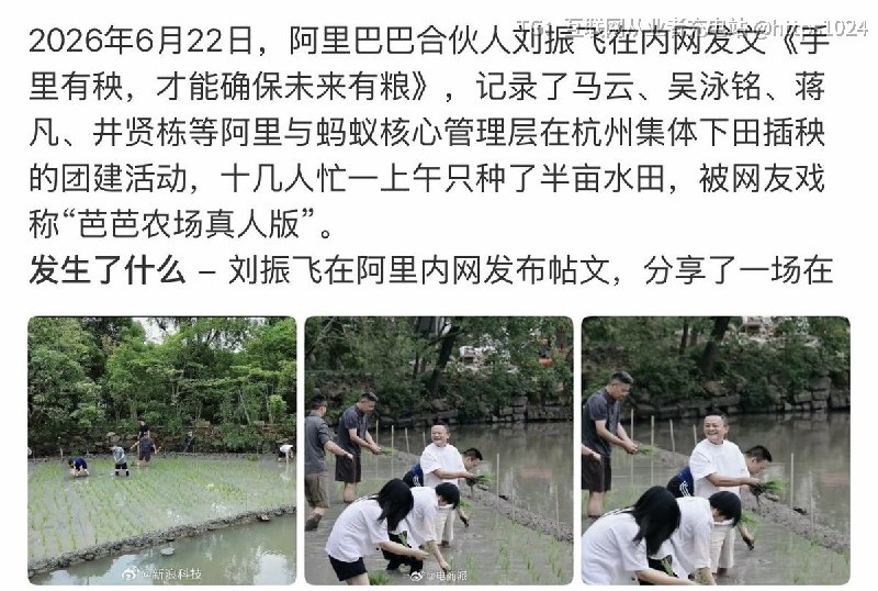 阿里合伙人团建插秧 马老板也在🤡@