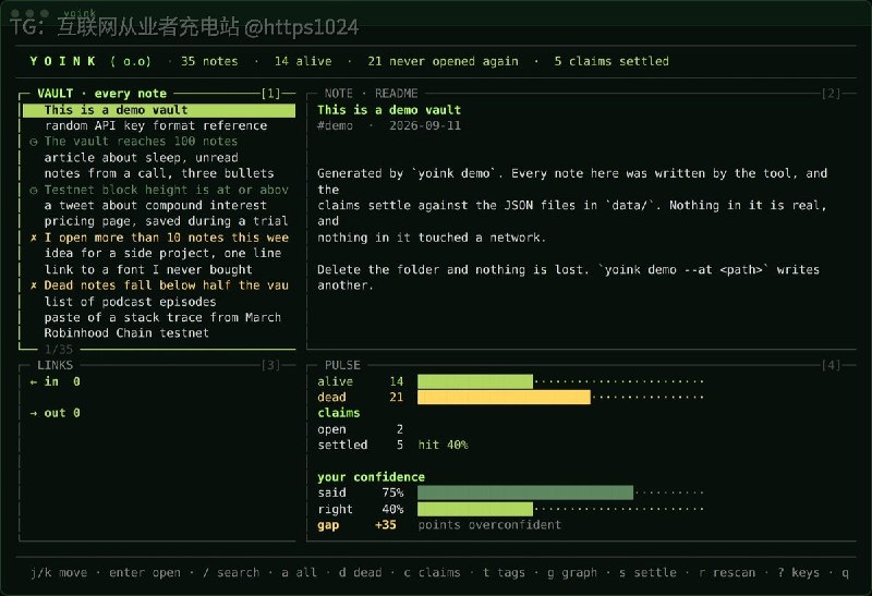 由 Leo 开发的 Python 终端笔记工具，笔记就是普通 Markdown 文件夹，可直接用 Obsidian 打开，零第三方依赖