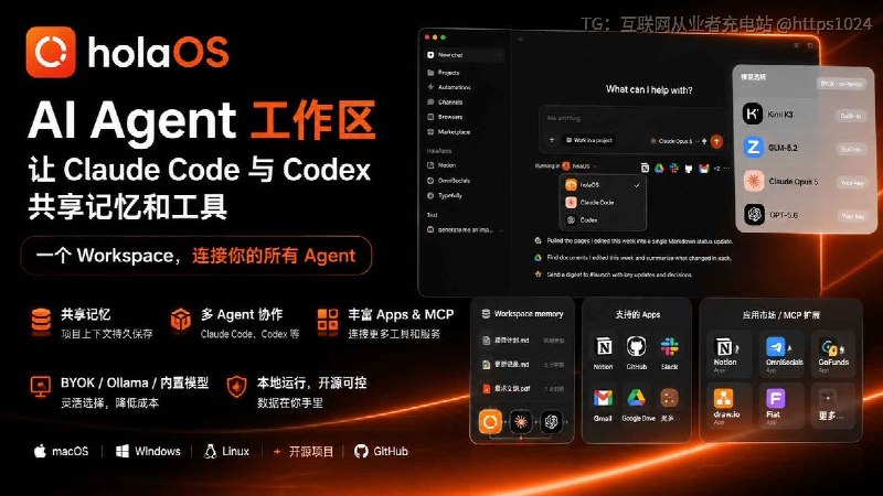 如果你平时会来回切 Claude Code、Codex，holaOS 这个项目可以看看