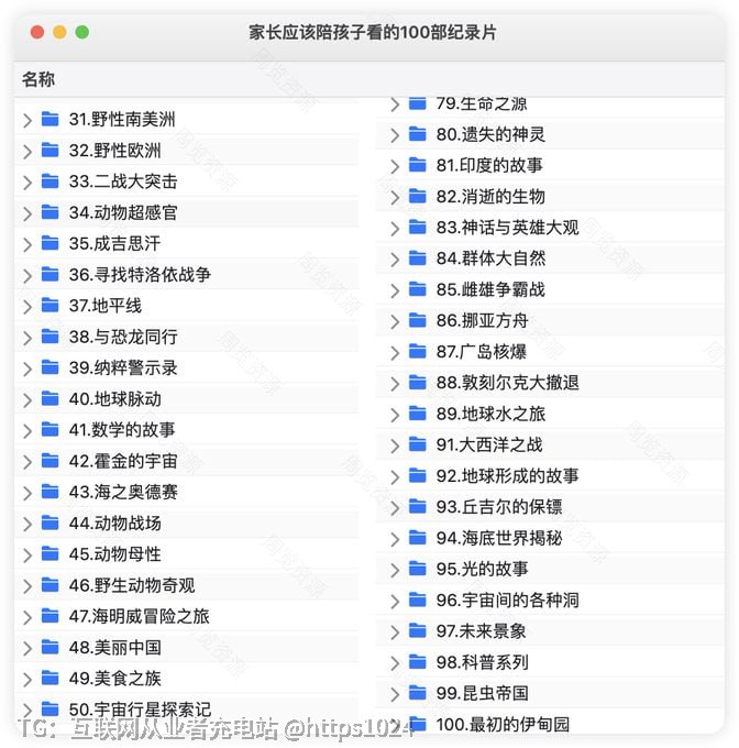 家长应该陪孩子看的100部纪录片