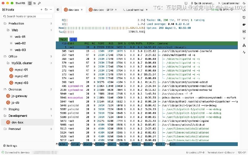 Rust 写的，界面基于 Zed 编辑器的 GPUI 框架，原生跨平台 SSH 客户端，把 Xshell 式主机管理、标签终端、WinSCP 式双栏 SFTP 和端口转发装进一个 GPU 渲染的窗口