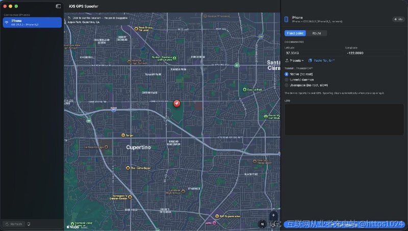 iOS-GPS-Spoofer 是一个运行在 macOS 上的开源工具，通过 Apple 开发者位置模拟服务（与 Xcode Simulate Location 同一机制）修改已配对 iPhone 的 GPS 定位，底层经 pymobiledevice3 走加密 CoreDevice 通道传输