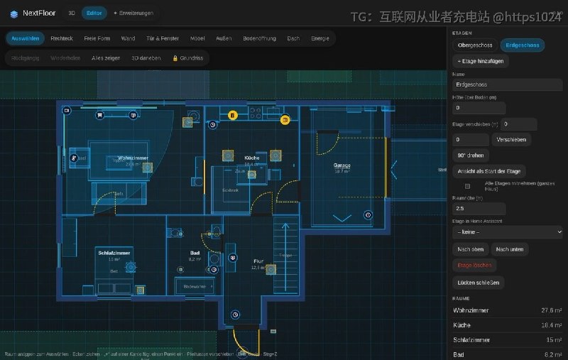 在 Home Assistant 里画户型图，用 3D 房子实时显示灯、窗帘、门窗和电视的状态，给挂墙平板当控制面板