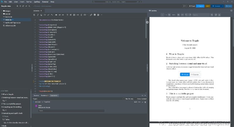 一个完全离线、免注册的桌面级 LaTeX / Typst / Markdown 编辑器,同时提供可视化编辑与源代码编辑