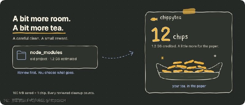 chippytea 是给 Mac 做的原生清理小工具，界面 SwiftUI、引擎 Rust，平时待在菜单栏里