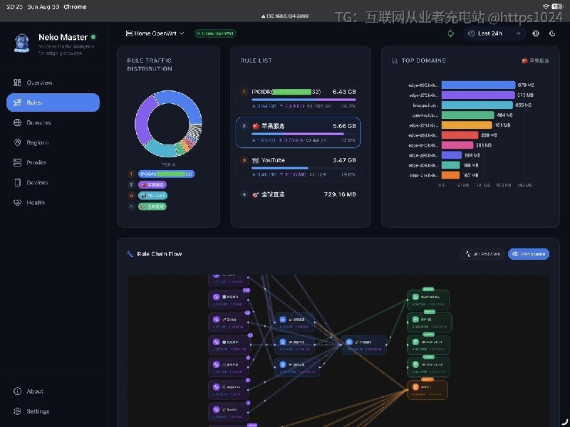 最近给我的网络🛜装了个网络流量分析与可视化工具可以非常直观展示和统计本地网关的流量数据情况感觉非常不错🤤@