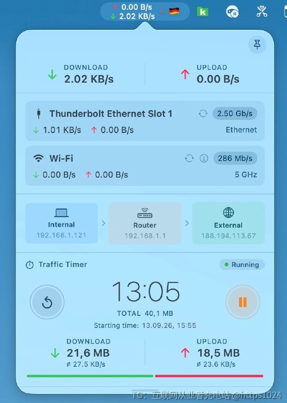 Mac 用户可以看看这个开源项目：NetFluss，有点像把“网络活动监视器”直接塞进了菜单栏