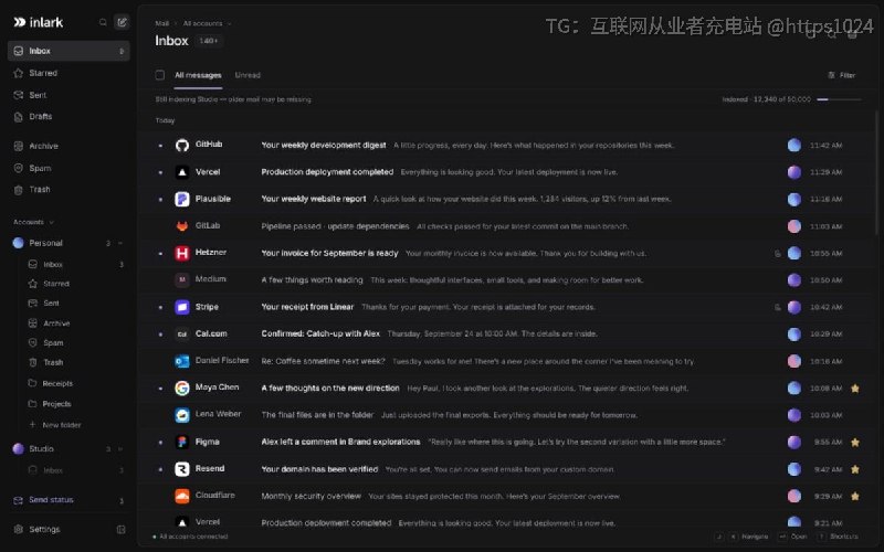 自己架的邮件服务器和小提供商账号，客户端要么是 Windows XP 那副样子，要么按月收钱，要么把你的信转一圈别人家的云，这个直接连服务器、键盘驱动、多账号并一个收件箱，不注册、不同步、不上报