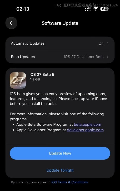 iOS 27 beta 5 升完了 啥都没@
