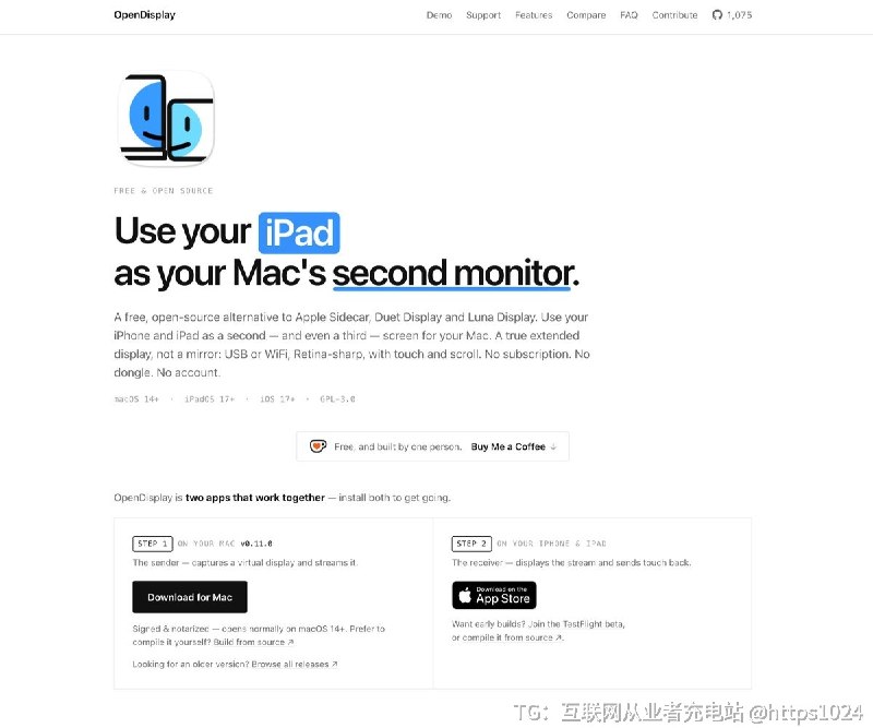 Turn idle iPhone / iPad into Mac secondary screen?🥸OpenDisplay: Free open-source tool that turns iPhone/iPad into a real extended display.USB/WiFi connection, touch input, no same Apple ID required.Great open-source alternative to Sidecar & Duet Display.🧵 Thread:OpenDisplay: Open-source Mac Secondary Screen ToolTurns iPhone/iPad into an external display.👉@