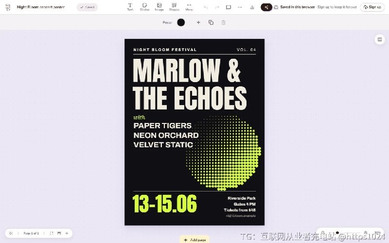 在浏览器里做海报、社交图、简历、幻灯片这类设计，不付订阅费也不用注册账号，还能整套跑在自己的服务器上