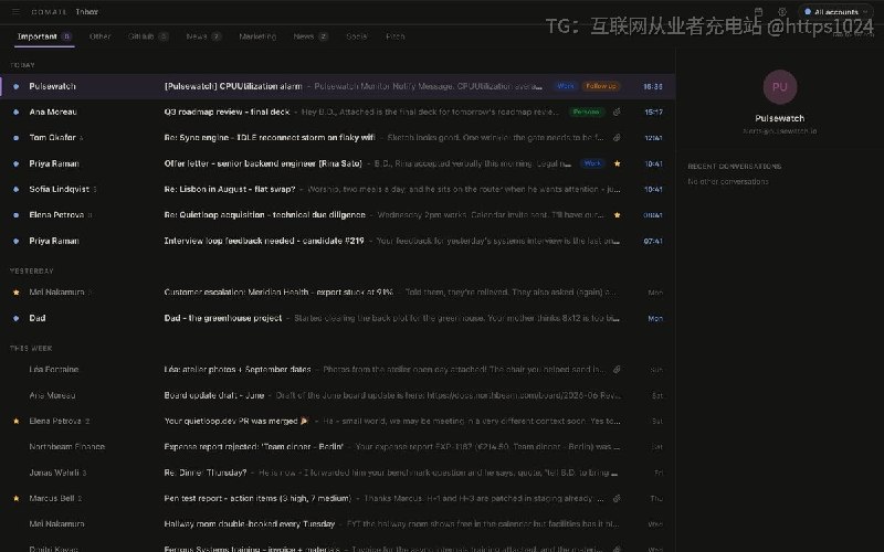 用 Tauri 2 做的桌面邮件客户端（Mac/Windows/Linux），主打键盘操作，支持 Gmail、Microsoft 365 和任意 IMAP 邮箱