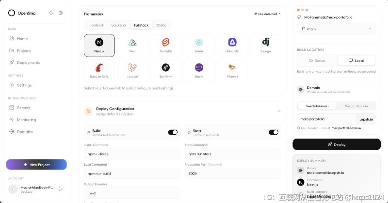 开源、可自托管的部署平台，内置 CI/CD，让你在自己的服务器或云端用桌面应用、Web 仪表盘或 CLI 推代码、打容器、管基础设施