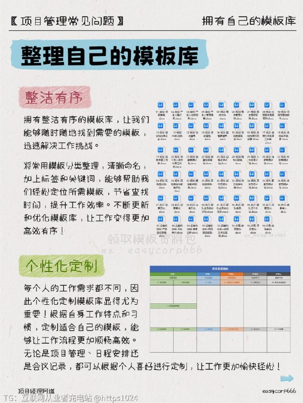 【成为精英的第一步：拥有自己的模板库📂】新项目不断，工作堆积如山繁琐的纸面工作令人烦躁写不完的报告、做不完的总结🍀如何打破这种局面？1.建立自己的模板库2.灵活应用模板3.优先级管理4.定期反思与调整🌀 为什么建立模板库？在日常工作中，有很多重复性的任务，比如写报告、做PPT、会议纪要等等