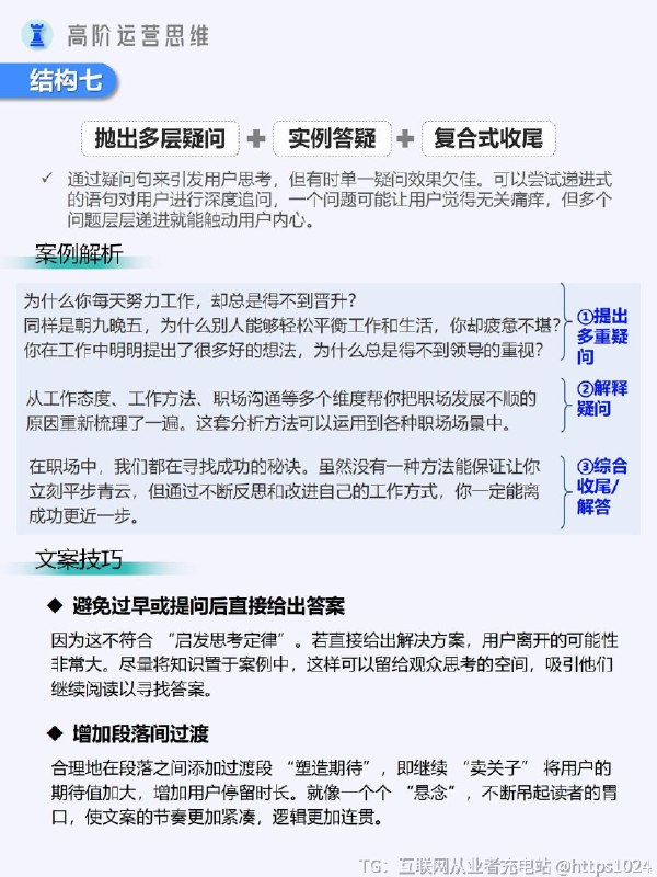 【最实用的万能文案结构公式汇总】✅结构一：悬念开场 + 细节描绘 + 实例呈现 + 要点概括- 通过抛出问开场，详细描述相关情况，给出实际案例，最后总结要点