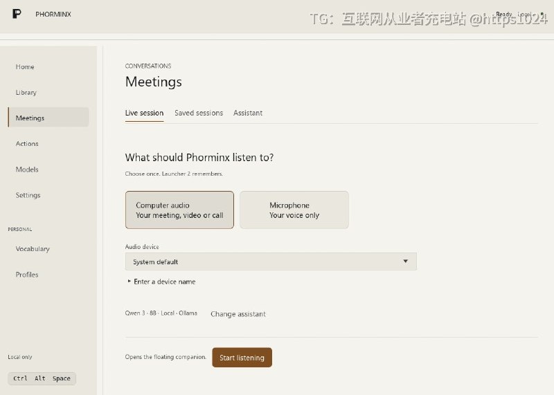 一个 Windows 上的本地优先听写和会议转写应用，语音识别和文本格式化都在本机跑，不绑定任何付费 AI 服务