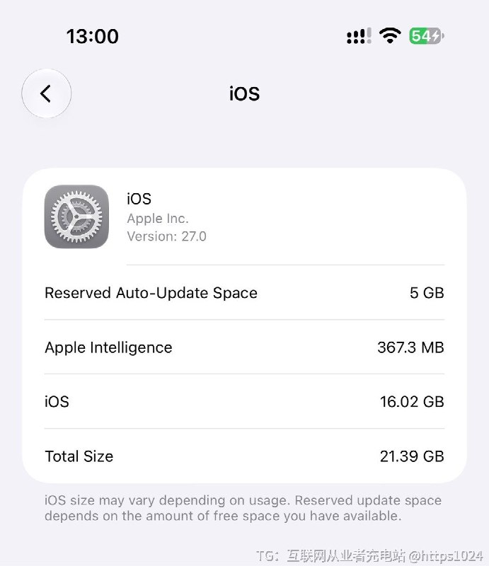 iOS开始偷用户存储了？🤡更新完系统除开下载了Apple Intelligence现在还多了一个 ：Reserved Auto-Update Space是 iOS 专门预留出来的一块存储空间用来保证系统更新能顺利下载和安装而且这个预留空间的大小不是固定的，会根据你当前剩余空间动态调整但是划出来的容量用不了 得等下次重新更新分配@