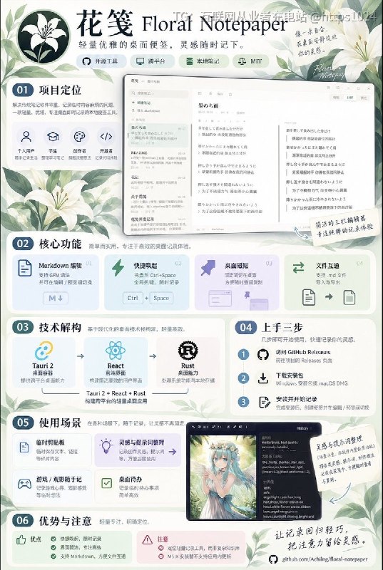 实用开源笔记小工具：花笺看视频时想记两句，或者有段文字待会儿还要反复复制，桌面上放张便签就很顺手