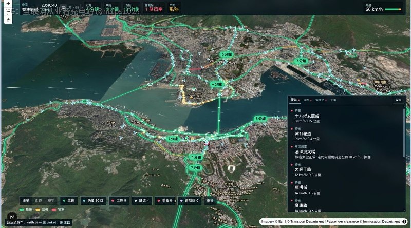 香港的隧道时间、干道车速、口岸排队、天文台警告和下一班车船，散在各家网站上，这个看板把它们摊在同一张地图上，出门前扫一眼就够