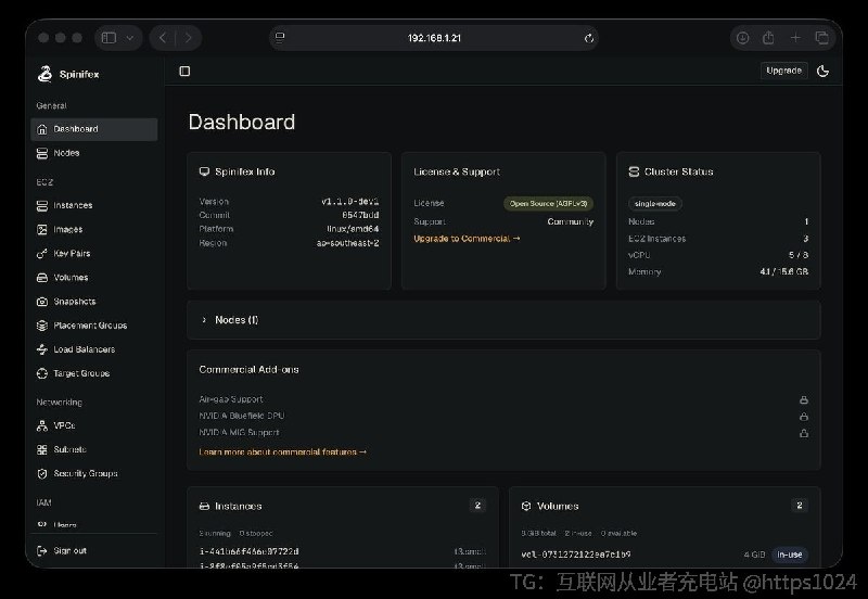 在裸机、边缘站点和私有数据中心复刻 AWS 的 EC2、EBS、S3、VPC、IAM 等 API 服务面，让原本跑在 AWS 上的软件不用改代码就能部署到自有硬件上