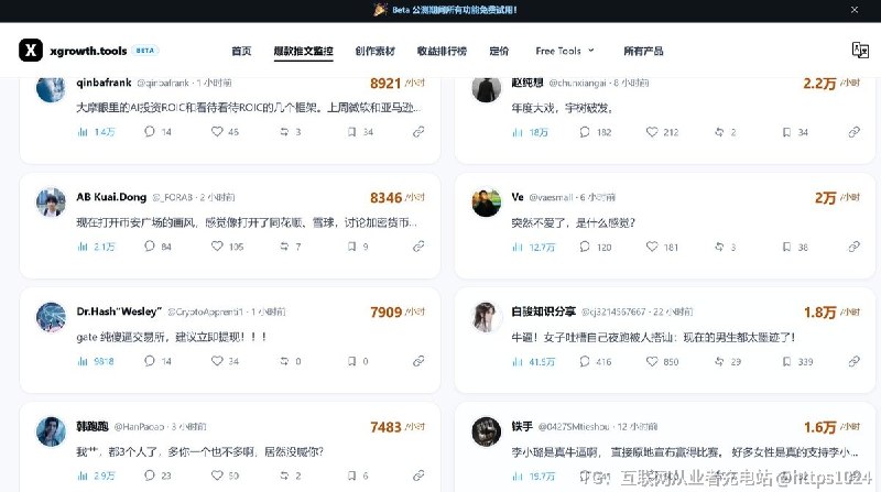 Twitter（X）运营可以用到的热帖监控网站有幸看到自己链接：