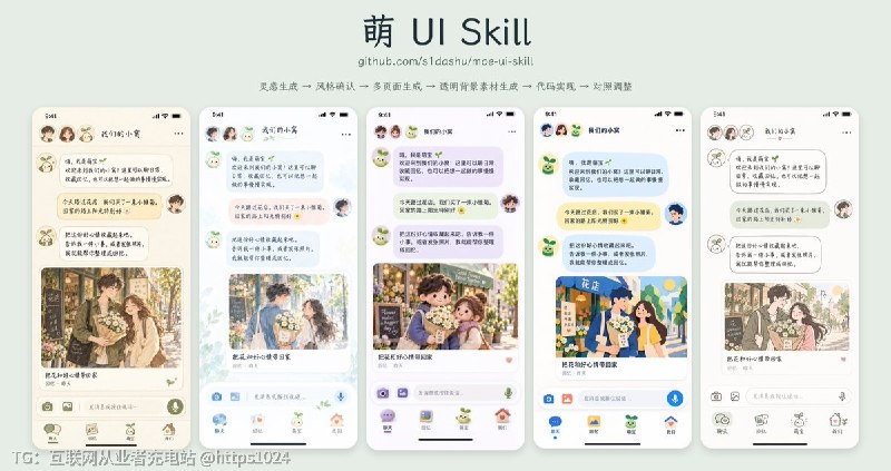 给 AI Agent 一套六步 UI 设计流程，从选风格、生图、出透明素材到代码实现和对照调整，做出风格统一且可交互的可爱界面