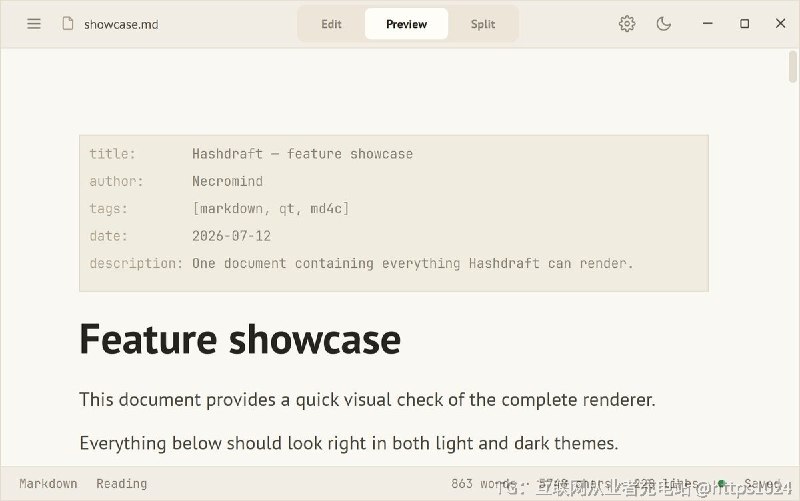 Windows 上的 Markdown 阅读编辑软件，启动快、完全本地运行，不需要账号、浏览器或额外依赖