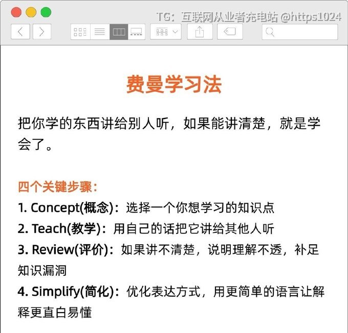 世界上最著名的几种种学习法选择一个适合自己就是最好的费曼学习法🔗：