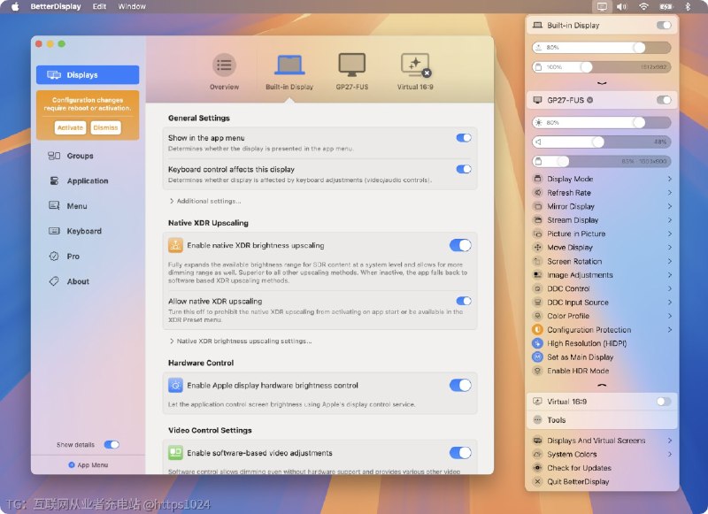 Mac 用外接显示器的必须要整一个这个软件：BetterDisplay