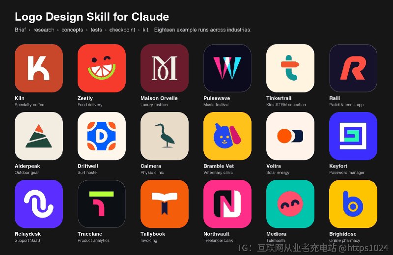 给 Claude、Codex、Gemini CLI 这些模型装一套做 logo 的手艺：接 brief、出概念、跑测试，最后交 SVG 和品牌手册