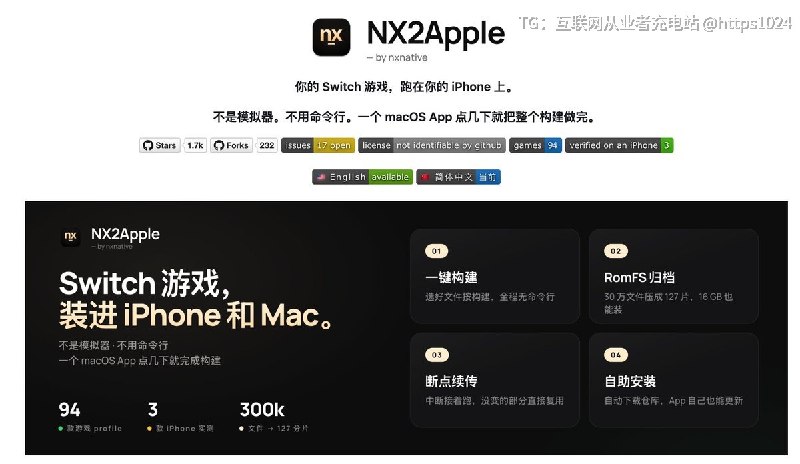 卧槽！你的下一台 Switch，可能真的是 iPhone 或 Mac！GitHub 上发现一个狠项目：NX2Apple，发布一周就收获 700+ Star，目标是让苹果设备运行 Switch 游戏！这次更新更猛了：1、Mac 游戏库上线，自动识别游戏封面，统一管理存档