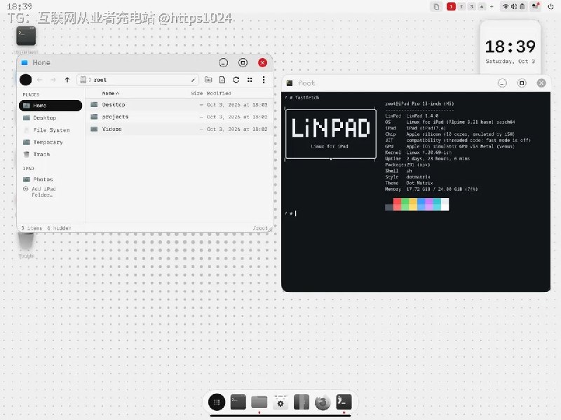 把 iPad 变成能跑真实 Linux 桌面和 Linux 应用的机器，不用虚拟机也不用越狱