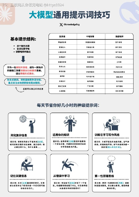 大模型通用提示词技巧（适用于Claude，Deepseek，ChatGPT等）⬇️互联网充电｜优质资源优质内容｜内幕消息